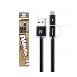 CABLE USB REMAX 2 EN 1 IPHONE-MICRO USB RC-020TH NEGRO BLISTER LIGHTNING
