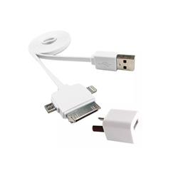 CARGADOR NOGA NET 220V 5V 3 EN 1 IPHONE 30PIN-MICRO USB-LIGHTNING BLANCO NG-633