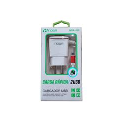 CARGADOR NOGA NET 2 USB + CABLE MICRO USB 2A 220V NGA-352R