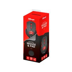 MOUSE GAMER TRUST 2000DPI 6 BOTONES ZIVA USB LED + PAD MOUSE GAMER